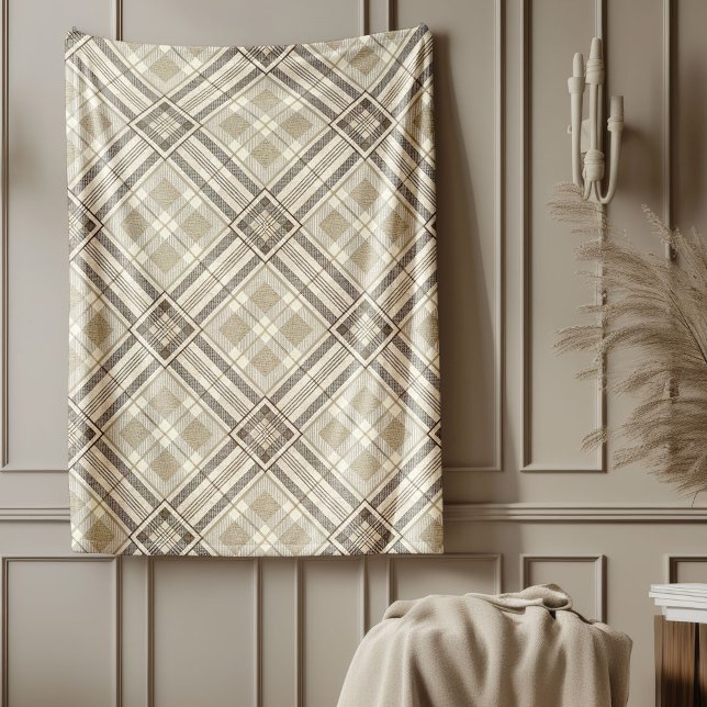 Manta Polar Marfil marrón contemporáneo Cama Patrones sutiles (Contemporary Brown Ivory Bedding Subtle Patterns Fleece Blanket)