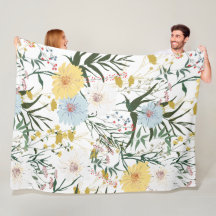 Marfil natural y azul floral l Watercolor l Blanco