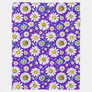 Manta Polar 🌼 Margaritas y Hojas Brillan ❄️ Naturaleza Acoged