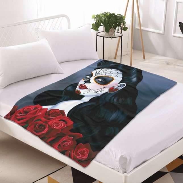 Manta Polar Maria Sugar Skull Red Roses (Subido por el creador)