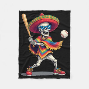 Manta Polar Mariachi Skeleton Baseball Cinco De Mayo Mexicano 