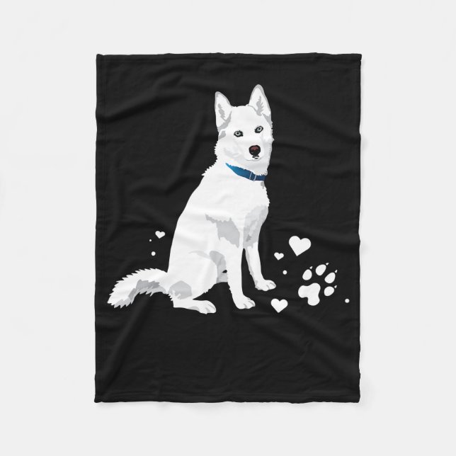 Manta Polar Marihuana Siberiana Blanca Cute - Perro de nieve b (Anverso)