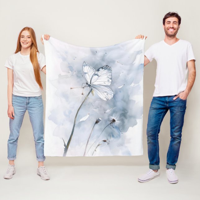 Manta Polar Mariposa acuarela sobre la brisa de Dandelion (In situ)