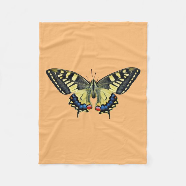 Manta Polar Mariposa amarilla y negra (Anverso)