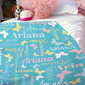 Manta Polar Mariposa arcoiris muda nombre personalizado Ariana