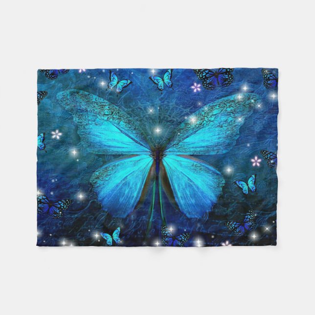 Manta Polar Mariposa azul elegante (Frente (Horizontal))