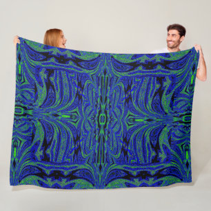 Manta Polar Mariposa azul en verde