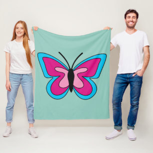 Manta Polar Mariposa azul magenta rosa