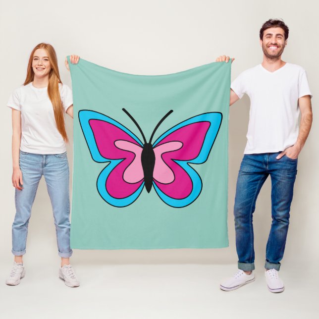 Manta Polar Mariposa azul magenta rosa (In situ)