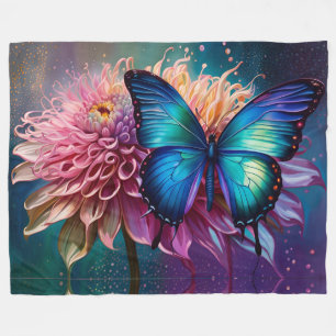 Manta Polar Mariposa azul y Dahlia