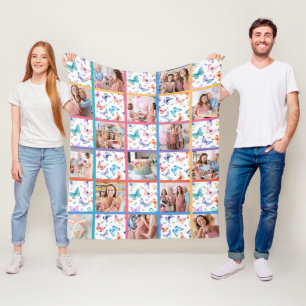 Manta Polar Mariposa Baby Shower Patchwork Photo Blanket