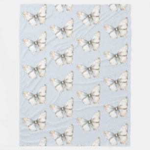 Manta Polar Mariposa blanca azul bonito