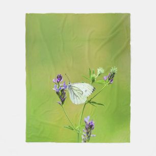 Manta Polar Mariposa blanca veteada verde