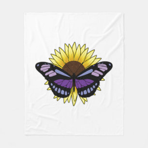 Manta Polar Mariposa con girasol