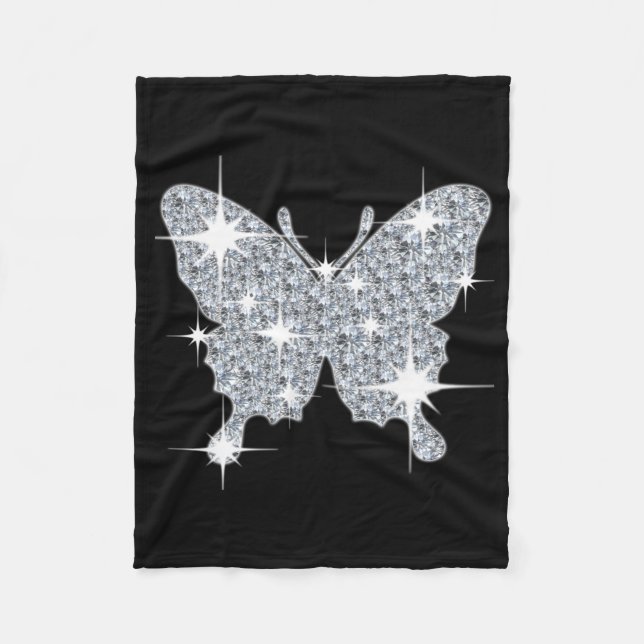 Manta Polar Mariposa de diamante brillante de plata (Anverso)