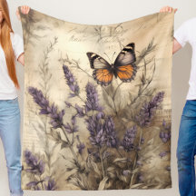 Mariposa de lavanda acogedora estampa vintage