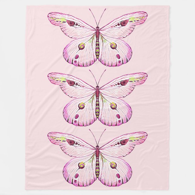 Manta Polar Mariposa de pintura acuarela 2 (Anverso)