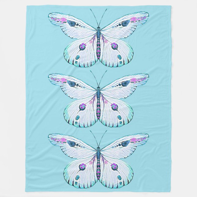 Manta Polar Mariposa de pintura acuarela 3 (Anverso)