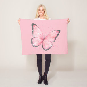 Manta Polar mariposa de purpurina rosa