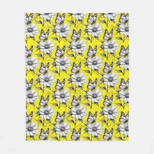 Manta Polar Mariposa En El Diseño Amarillo Del Patrón De Flor