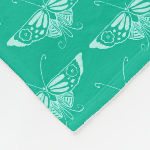 Manta Polar Mariposa estilizada de estilo Art Déco - turquesa