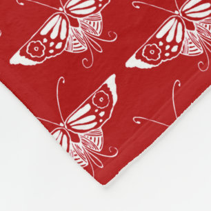 Manta Polar Mariposa estilo Art Deco - rojo oscuro y blanco