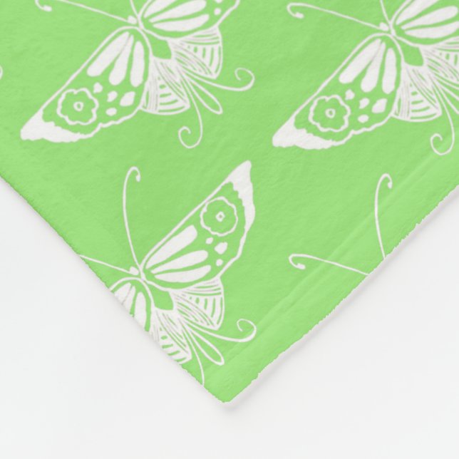 Manta Polar Mariposa estilo Art Deco - verde lima (Esquina)