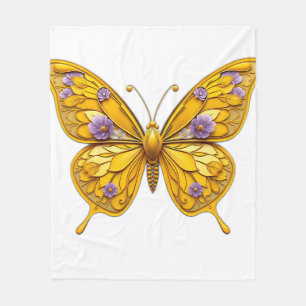 Manta Polar Mariposa floral Art Deco