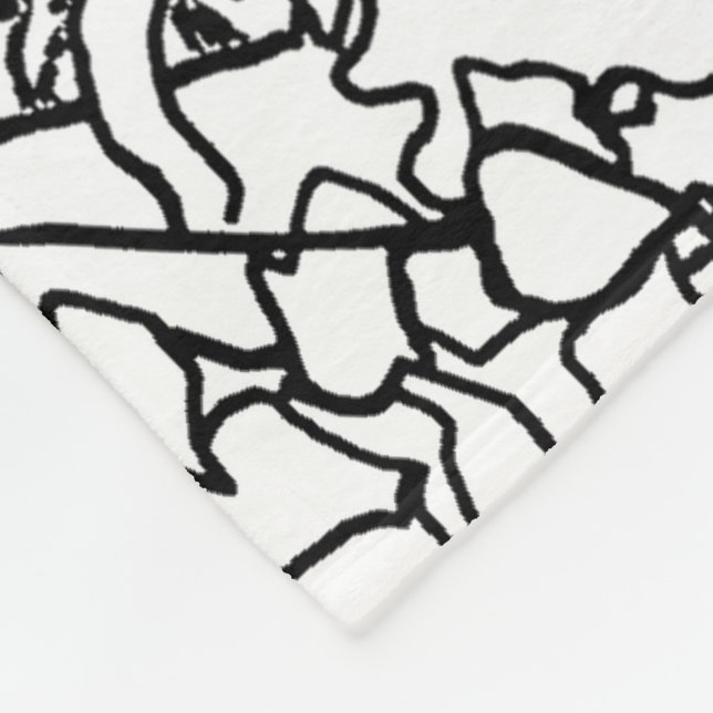 Manta Polar Mariposa floral en blanco y negro - personalizar (Esquina)