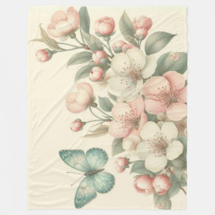 Manta Polar Mariposa floral/primavera de estilo vintage