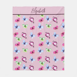 Manta Polar Mariposa magenta verde azul rosa personalizada