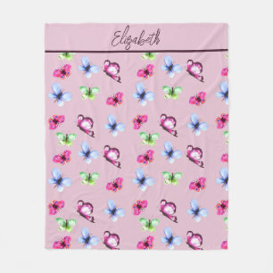 Manta Polar Mariposa magenta verde azul rosa personalizada
