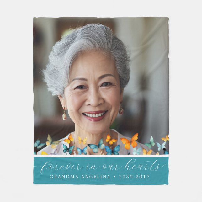 Manta Polar Mariposa Memorial Monumento Personalizado Fleece B (Anverso)