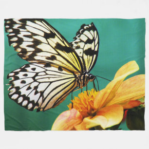 Manta Polar Mariposa Monarca Y Flor Naranja