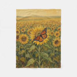 Manta Polar Mariposa monarca y girasoles