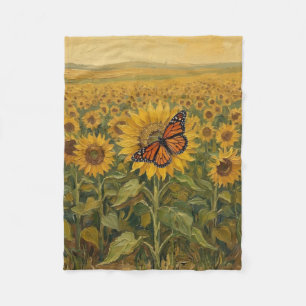 Manta Polar Mariposa monarca y girasoles