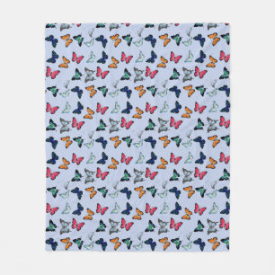 Manta Polar Mariposa multicolor con color de fondo personaliza