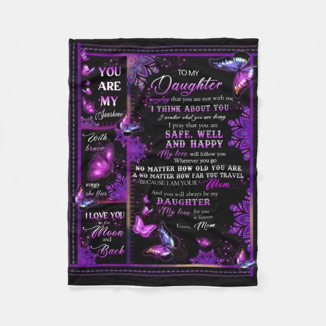 Manta Polar Mariposa Personalizada A Mi Matta Hija (Anverso)