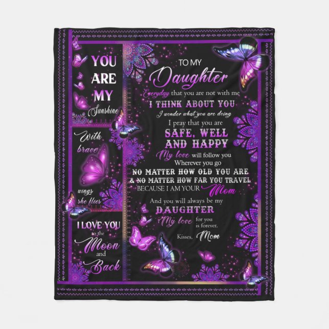 Manta Polar Mariposa Personalizada A Mi Matta Hija (Anverso)