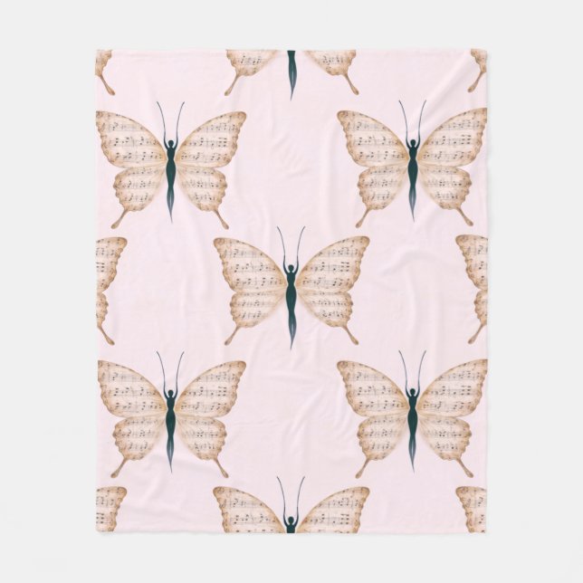 Manta Polar Mariposa Poética de Forma Rosa (Anverso)
