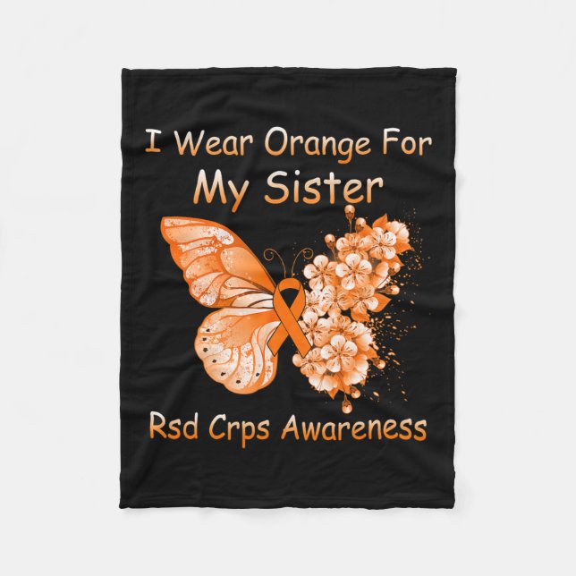 Manta Polar Mariposa Que Uso Naranja Para Mi Hermana Rsd Crps  (Anverso)