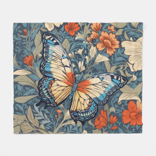 Manta Polar Mariposa Regal en medio de la floral William Morri