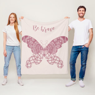 Manta Polar Mariposa rosa de boho rosa personalizada