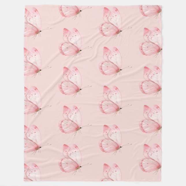 Manta Polar Mariposa Rosa Soñada (Anverso)