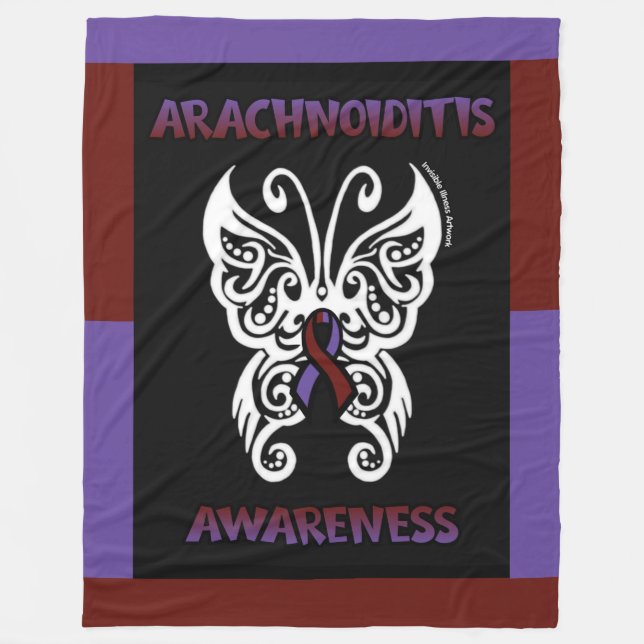 Manta Polar Mariposa/Tribal...Aracnoiditis Fleece Blanket (Anverso)