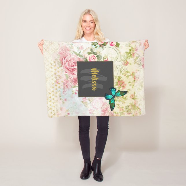 Manta Polar Mariposa verde en Moda Monograma de collage de cos (In situ)