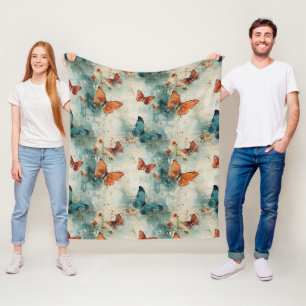 Manta Polar Mariposa Verde Inglés Jardín Vintage Floral