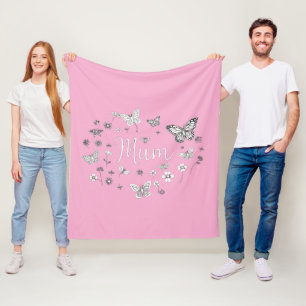 Manta Polar Mariposa y floral "Mamá" Día de la Madre 