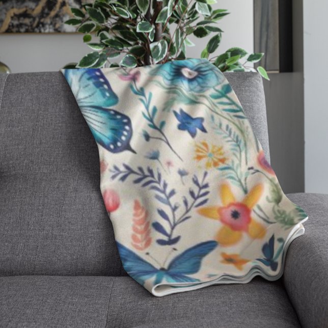 Manta Polar Mariposa y Jardín de flores silvestres (Subido por el creador)