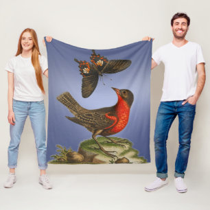 Manta Polar Mariposa y pájaro de naturaleza silvestre